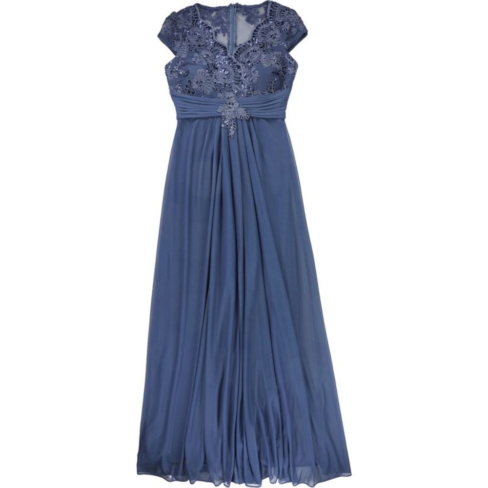 Alex Evenings Womens Embroidered Gown Dress, Blue, 4, DM